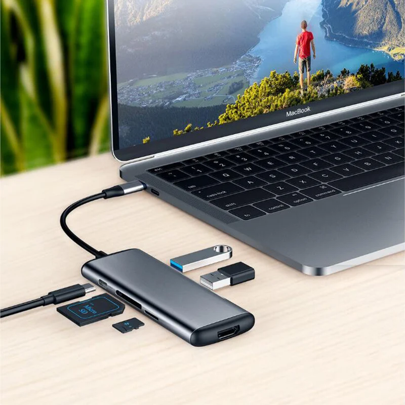 Youpin HAGIBIS USB Type C адаптер для зарядки 6 в 1 TF /SD /PD /2 USD 3 0/HDMI штекер гнездо зарядное