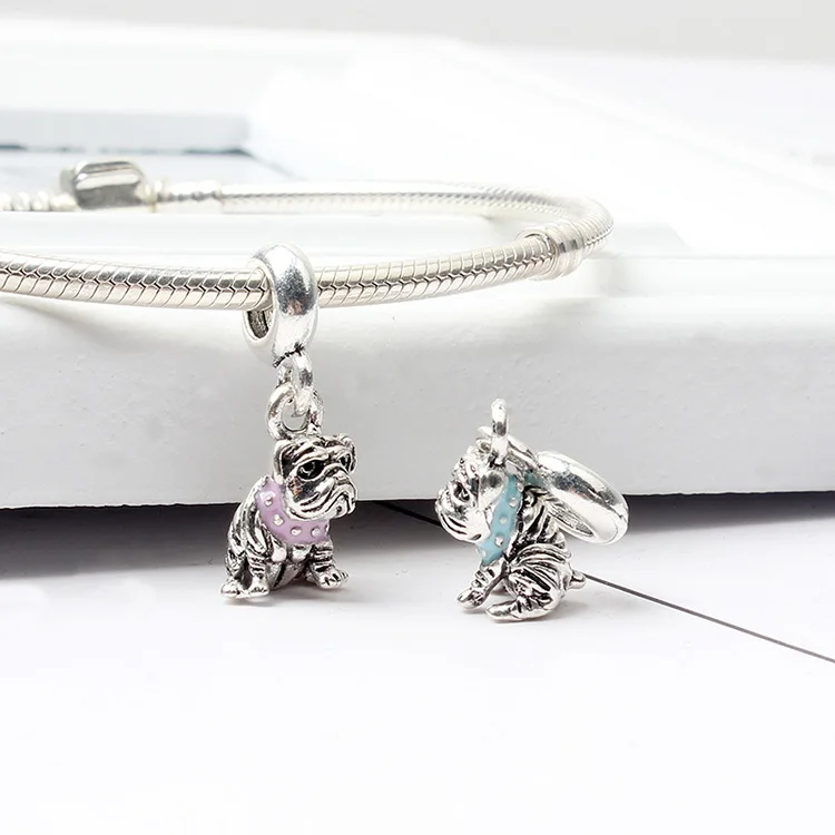 Btuamb Новое поступление 2 Цвета Эмаль мопса собака Подвеска бусины подходит бренд