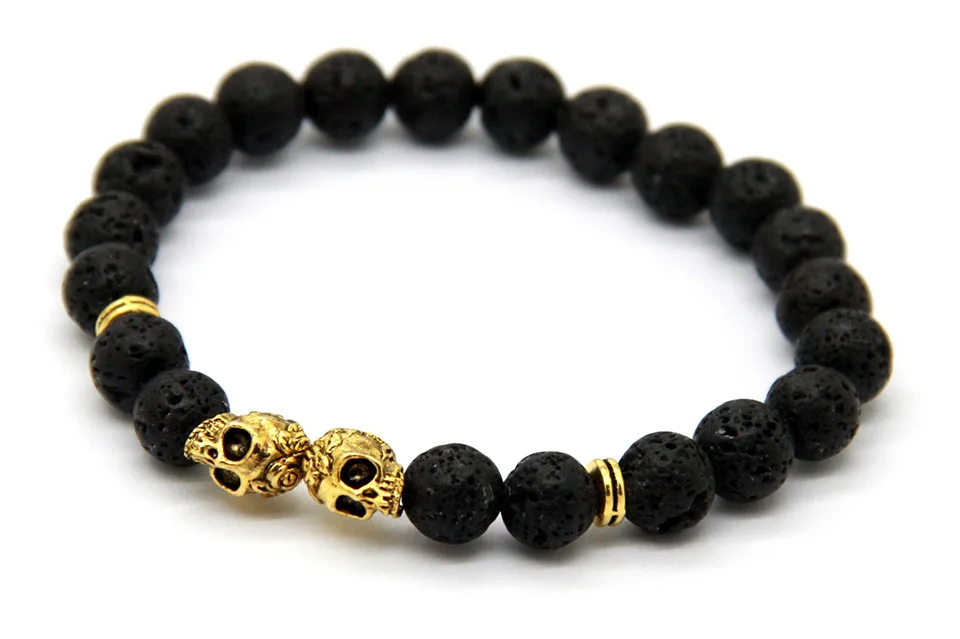 Ailatu 10 шт./лот оптовых череп його bracleets для подарка высокое качество 8 мм вулканического камня Бусины