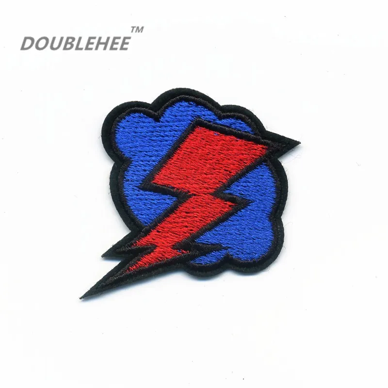 DOUBLEHEE 5 см * вышитые железные нашивки природа синие облака красная молния дизайн