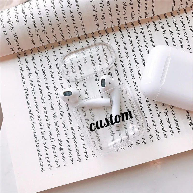 Милый чехол для Apple airpods, чехол, сделай сам, настройка имени, текст, Bluetooth, прозрачный чехол для наушников, для Airpods 1, 2, наушники, Жесткий Чехол