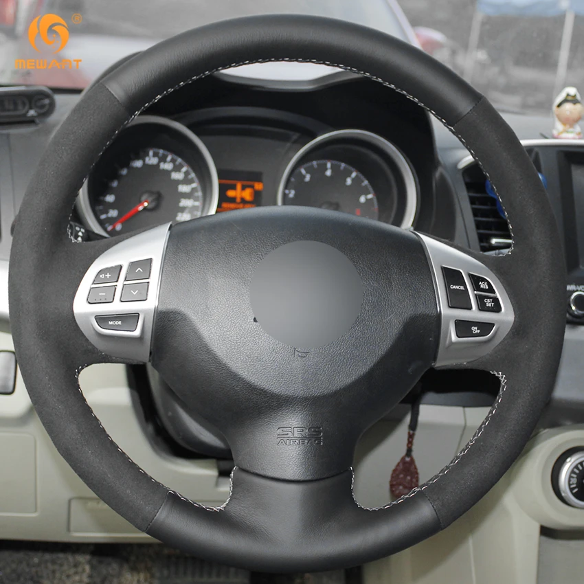 MEWANT черная натуральная кожа замша чехол на руль автомобиля для Mitsubishi Lancer EX Outlander