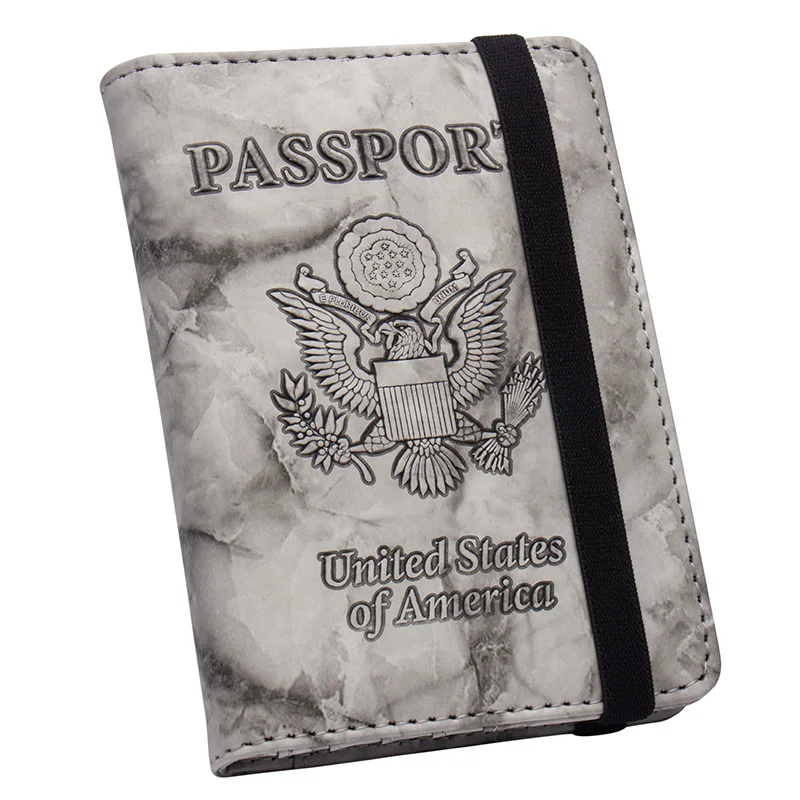 

USA Double eagle marble pattern complex PU Leather Passport Cover with bandage Passport holder Wallet Credit Card Holder
