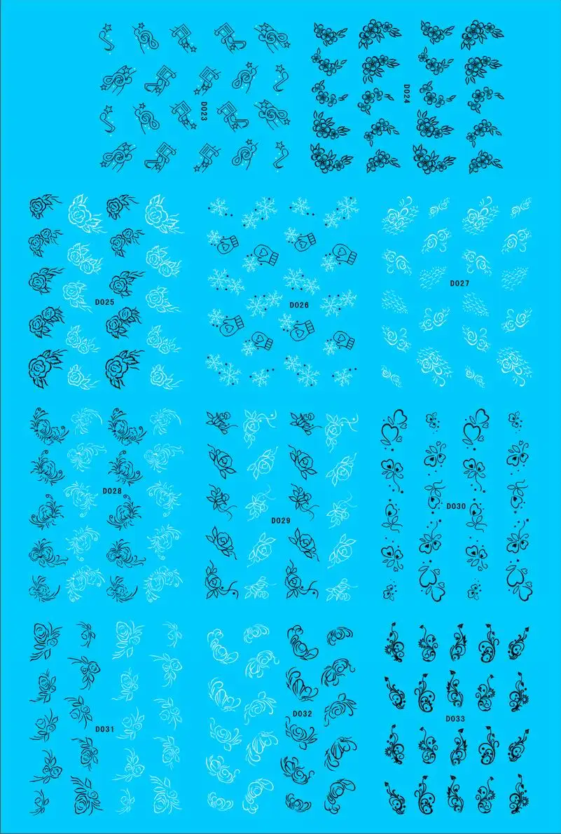33 шт вихревые цветы искусство ногтей Водные Наклейки татуировки для передачи