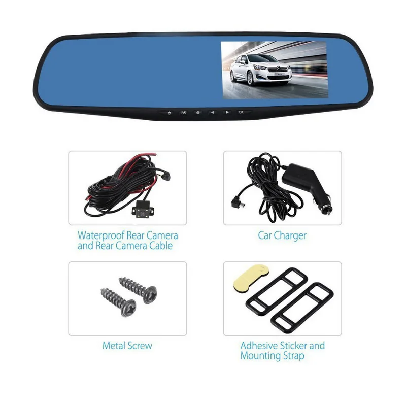 

Full HD 1080P Car Dvr Dash Camera Mirror 4.3 Inch LCD Auto Recorder Camera Rearview Mirror Digital Video Dual Lens Camcorder
