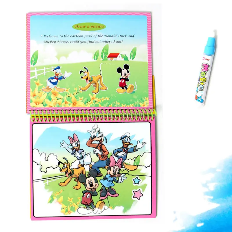 Волшебная мультяшная водная книга для рисования с 1 волшебной ручкой Интимная