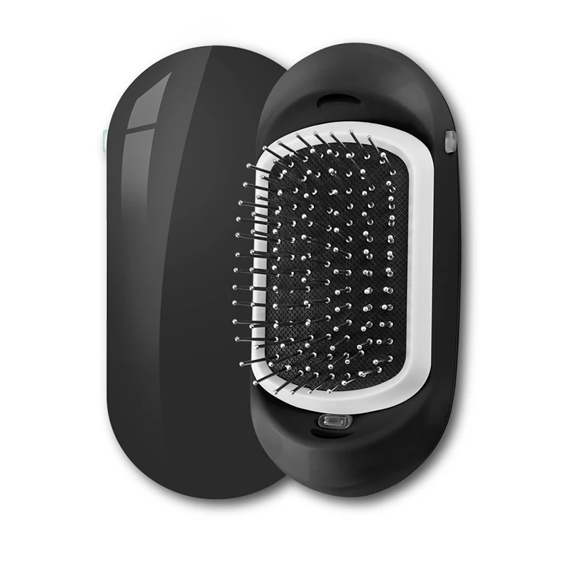 Черный 2.0 Fashionic Hair Brush Portable Electric Ionic Hairbrush Vibrating Scalp Massage Comb Double Negative Ions Release Antic-Stati - Цвет: Черный