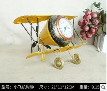red Металлические Ретро настольные часы Самолет DIY винтажная модель самолета винный бар магазин украшения настольные часы на сиденье детский подарок - Цвет: red