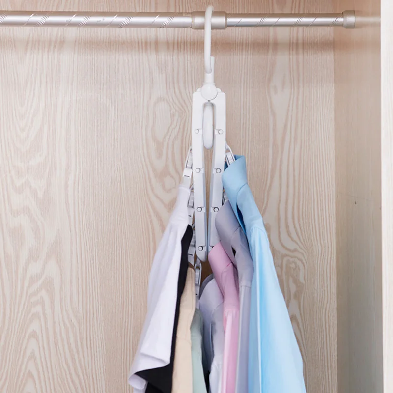 

Clothes Folding Hanger Rack 360 Rotating Double Hook Clothing Organizer for Home Travel DC156
