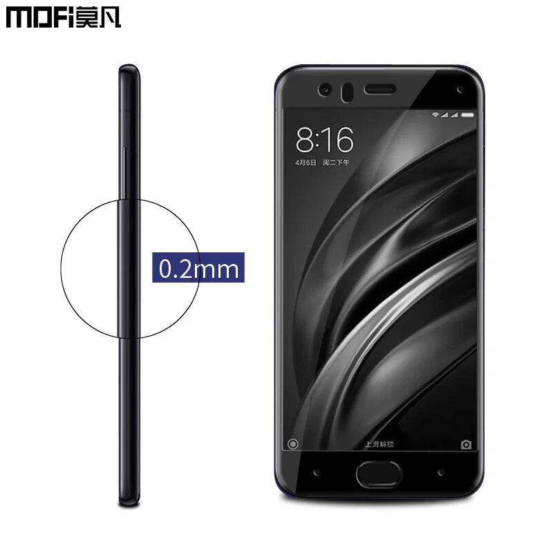 Закаленное стекло для xiaomi mi6 ультратонкая полноразмерная Защита 9H 2.5D Прозрачная