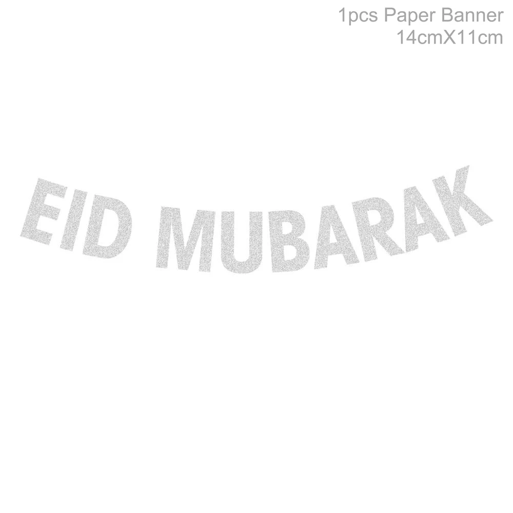 Silver EID MUBARAK Счастливый Рамадан Скатерти и Ид Мубарак баннеры-Декорации для вечеринки домашний Ислам украшения на Рамадан крышка воздушные шары Eid Mubarak - Цвет: Silver EID MUBARAK