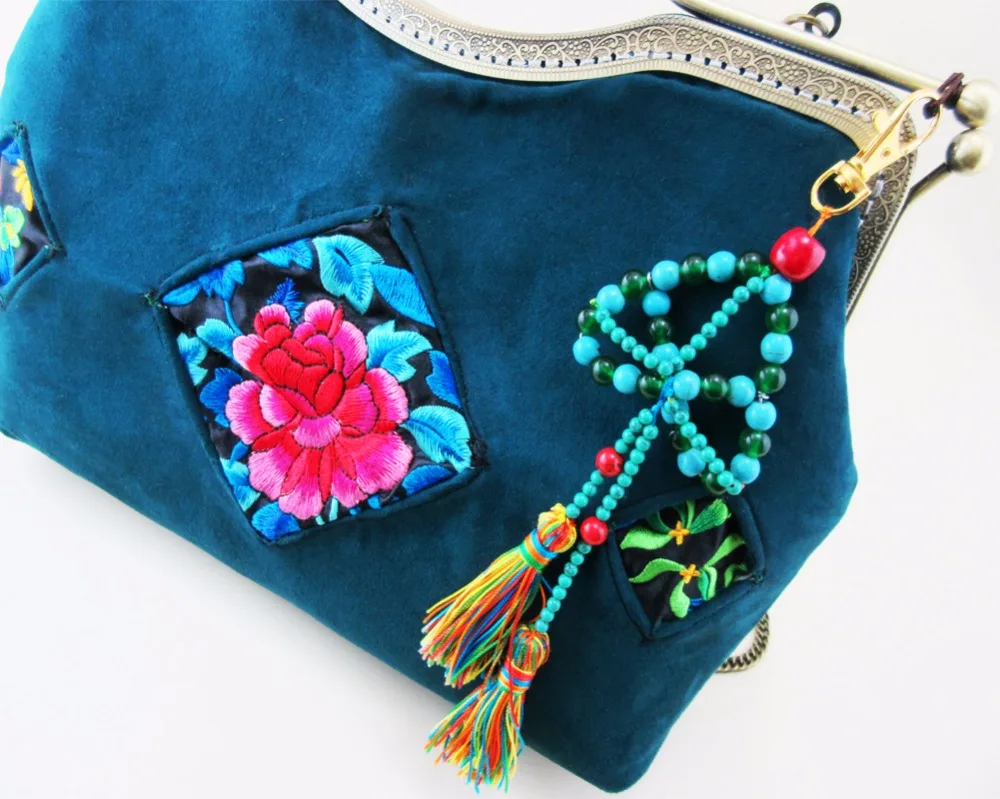 Handmade Tribal Vintage Hmong Ethnic Boho hippie ethnic tote bag handbags Velvet clutch SYS-1022 | Багаж и сумки