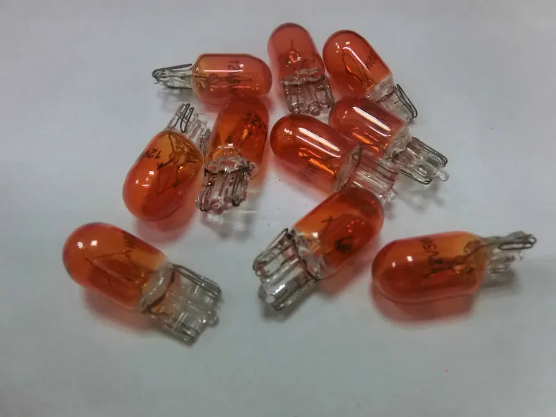 

10x 12V 5W T10 194 501 W5W Amber Glass Car Halogen Bulb Automobile Signal Interior Light Lamp Car Headlights Bulbs