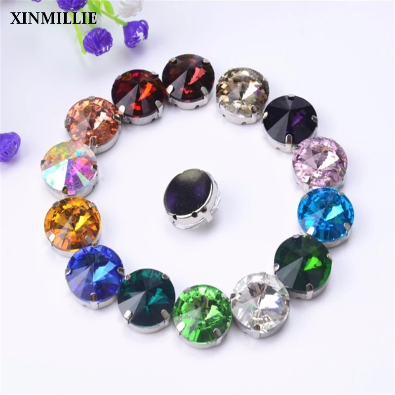 Бесплатная доставка 16 мм 30 шт./лот Кристалл круглой формы пришить стразы с когтями Кнопка настройки костюмы ювелирные обувь аксессуары стразы для рукоделия