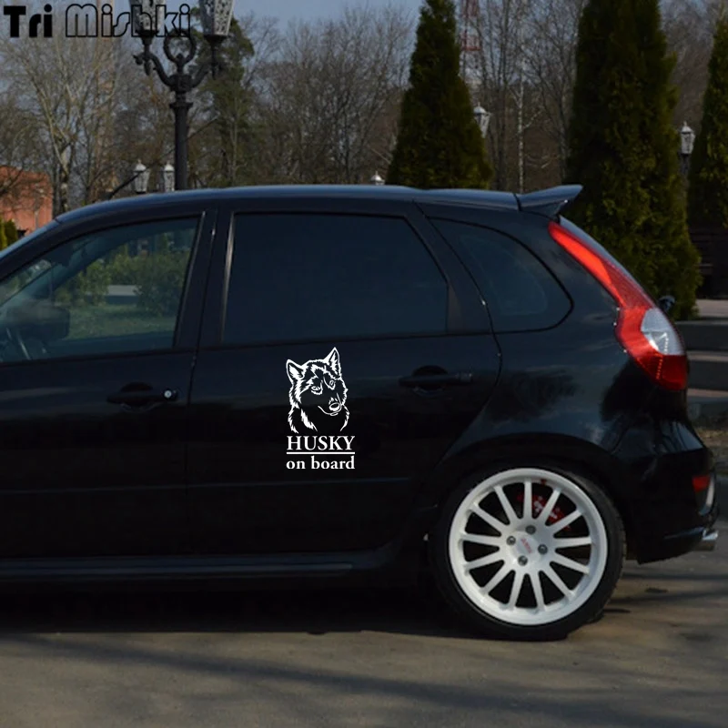 Tri Mishki HZX386# 21.2*12см husky on board хаски в машине виниловые наклейки на авто наклейка для