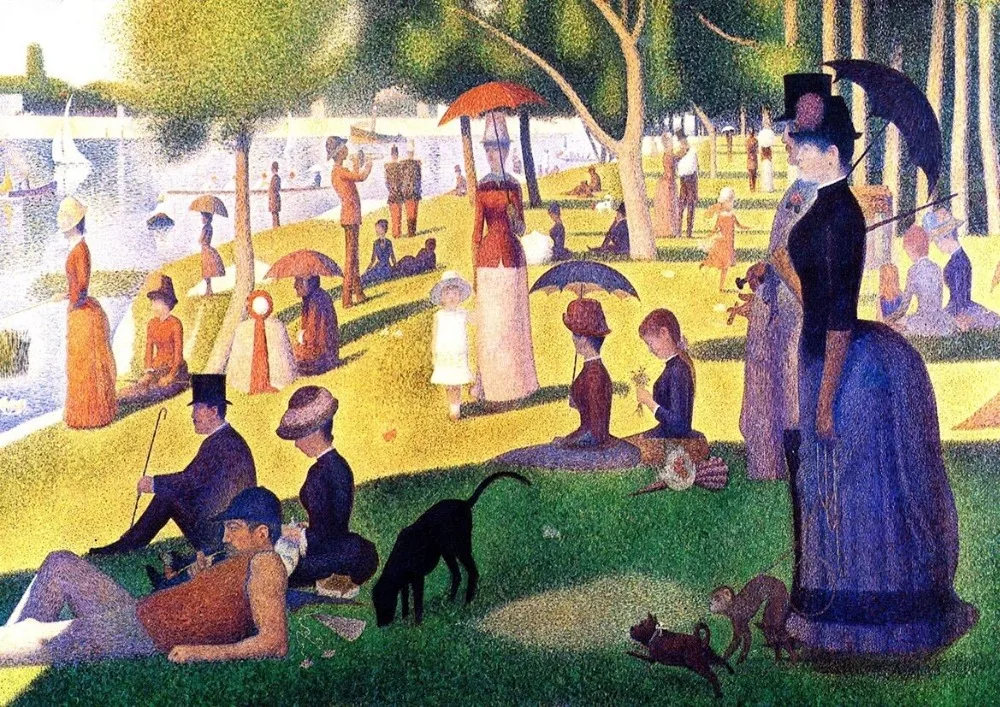 Жорж сахарат: воскресенье на острове La Grand Jatte SILK плакат декоративной живописи 24x36