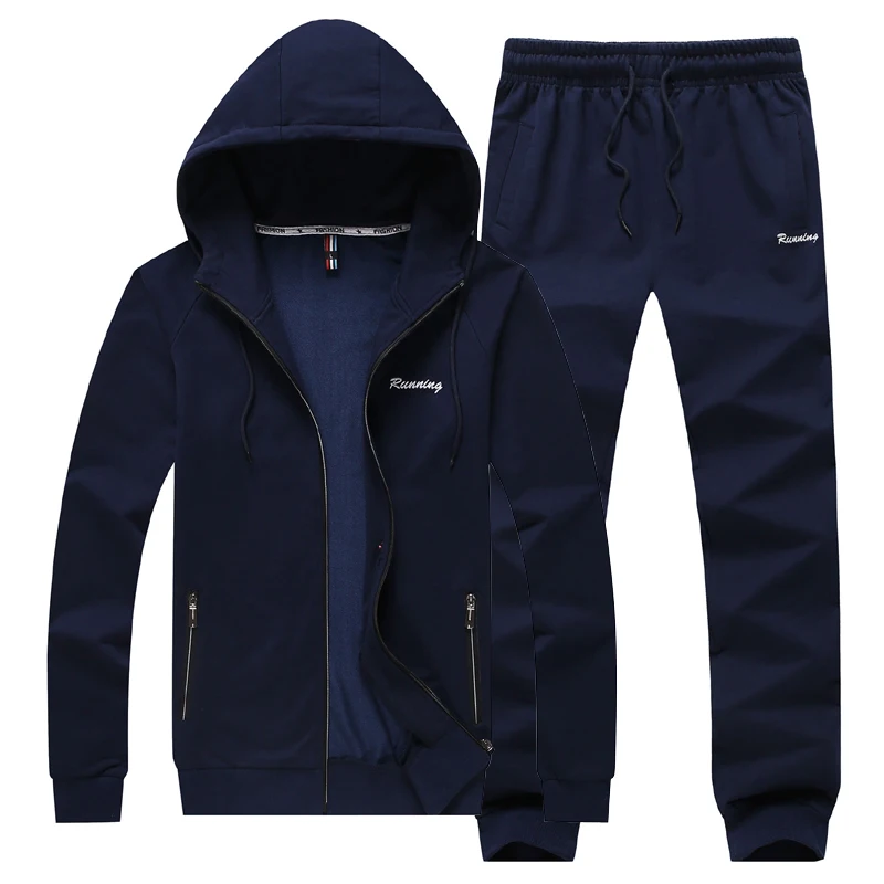 

Мужской спортивный костюм, однотонный спортивный костюм в стиле хип-хоп, с капюшоном и штанами, Повседневный, осенний, 2017