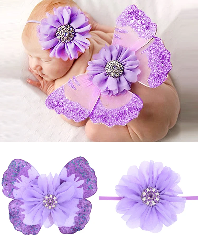 2pcs 2022 Newborn Baby Girl Bebe Fashion Supreme Infant Cute Headband +Wing Girls Headbands Clothing Set Kids Photography Props | Детская