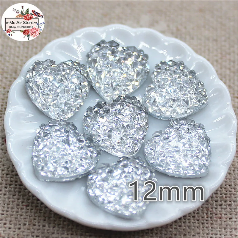

100pcs shiny clear alligator print heart Flat back Cabochon Art Supply Decoration Charm Craft DIY 12mm