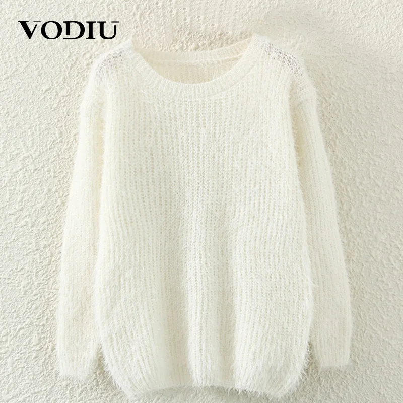 Sweater Female Winter Woman Mohair Pullover Long Sleeve Solid Knitting Casual Fashion New Year Cheap Hot Sale Top | Женская одежда