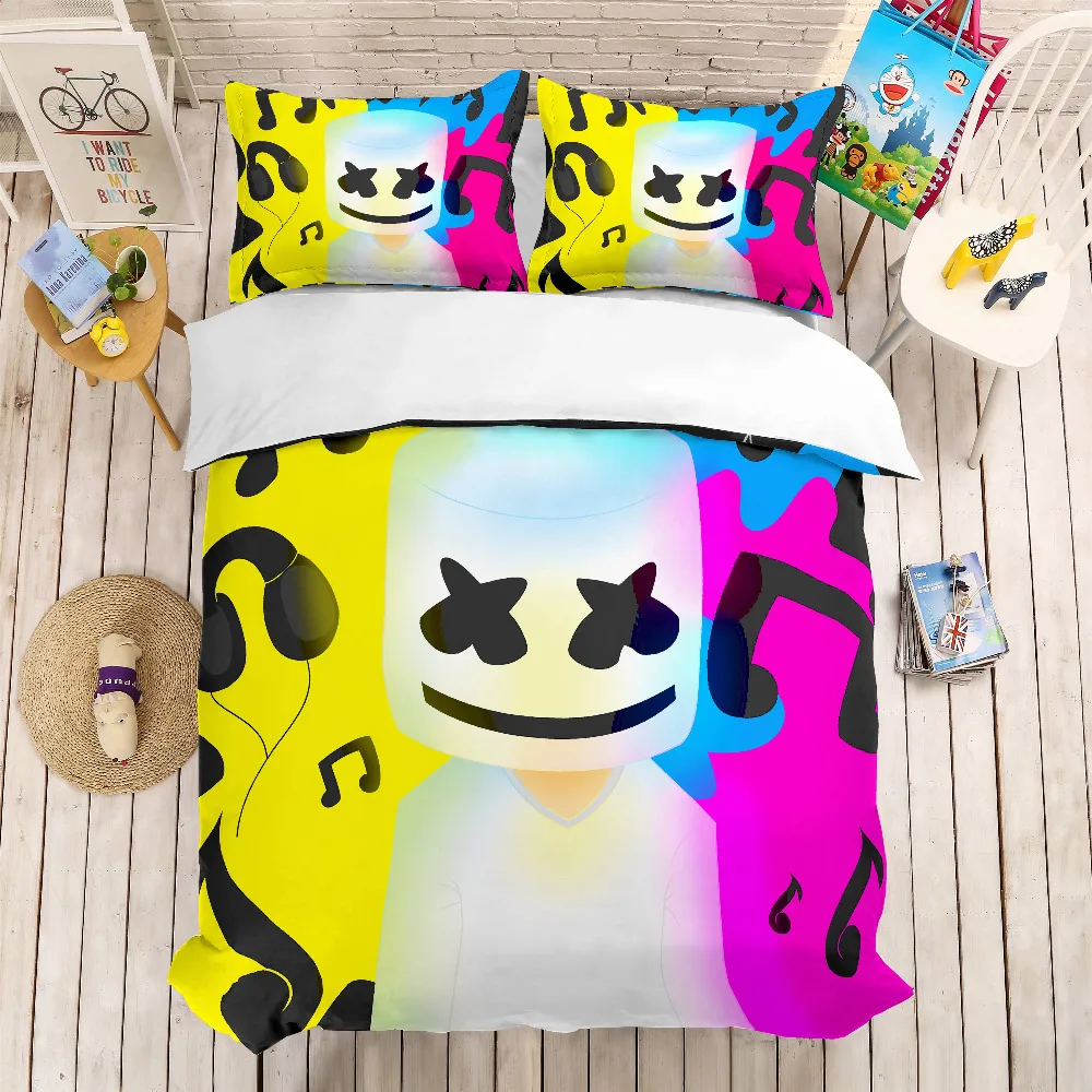 3D комплект постельного белья DJ Marshmello Косплей костюмы пододеяльник полный