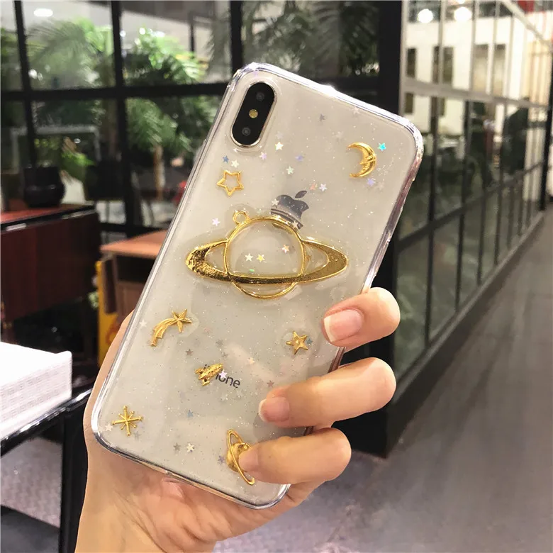 Блестящая Луна космическая планета Звездный чехол для телефона iphone X XR XS Max мягкий
