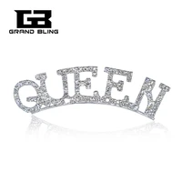 clear rhinestone silver plated brooch jewelry queen word brooch pin for fashion lady