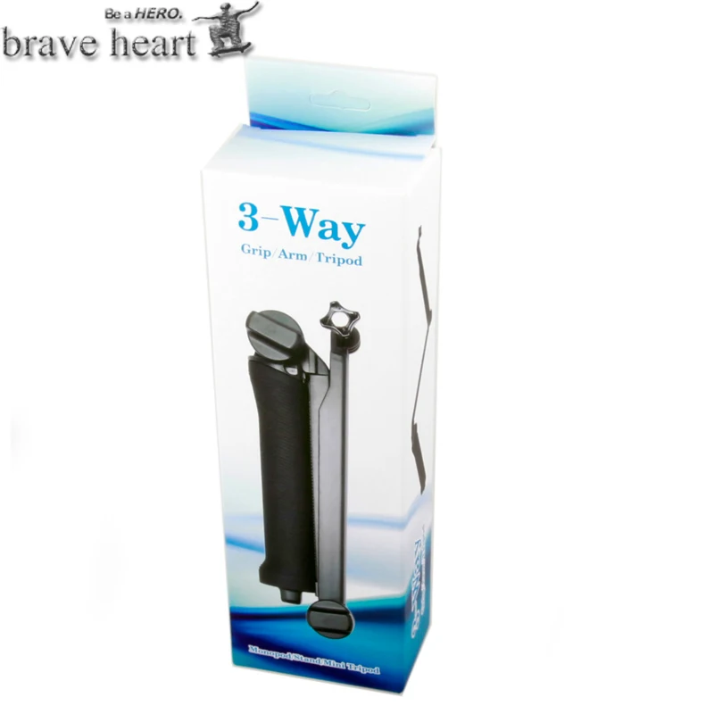 Аксессуары brave heart Go Pro, 3-полосный монопод, штатив для Gopro hero 5 hero 5 4 3 3+ 2 sjcam SJ4000 xiaomi yi 4k 2, Экшн-камера