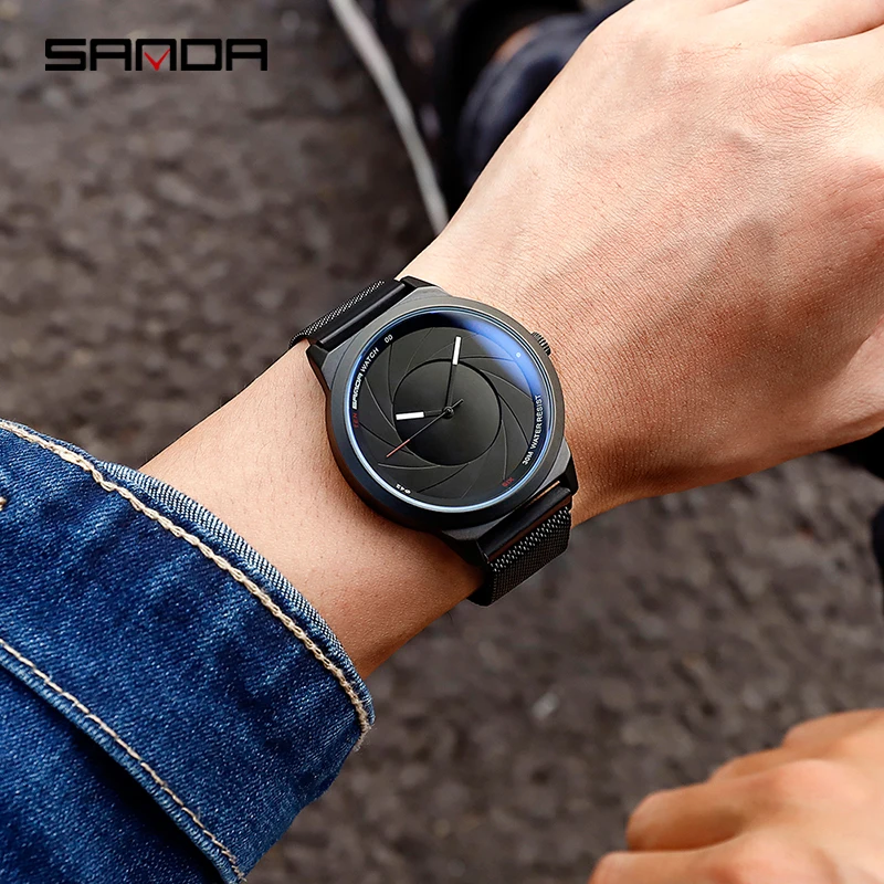 SANDA Роскошные брендовые Дизайнерские мужские часы ультра тонкие деловые