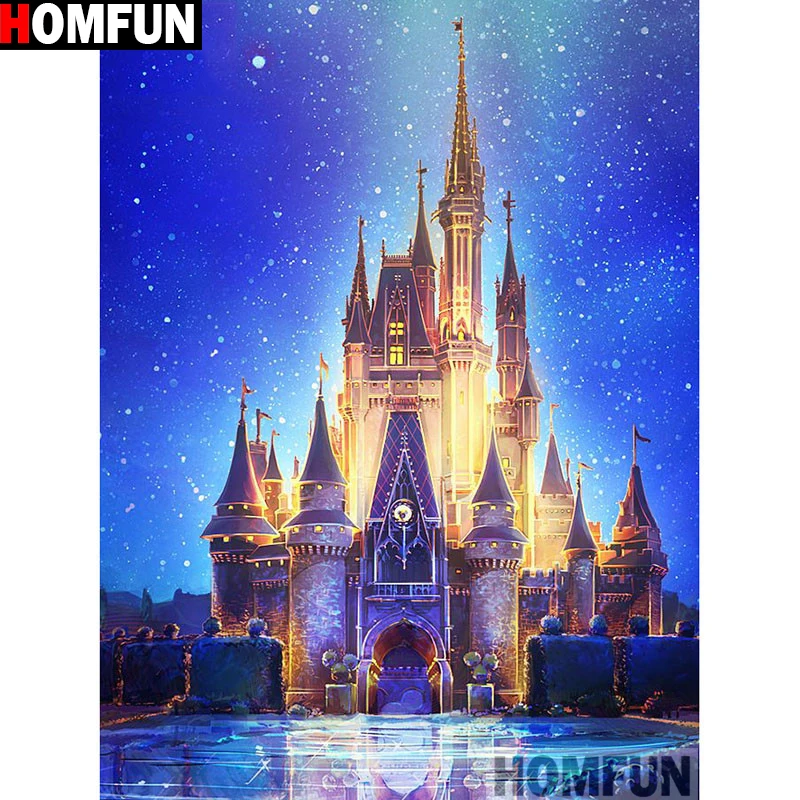 Алмазная 5D картина HOMFUN вид замка вышивка крестиком полная выкладка