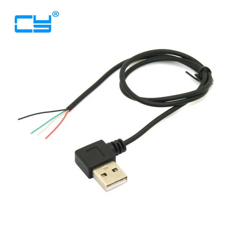 90 градусов левый Угловой USB 2 0 Тип Папа 4 провода открытый кабель для DIY OEM черный