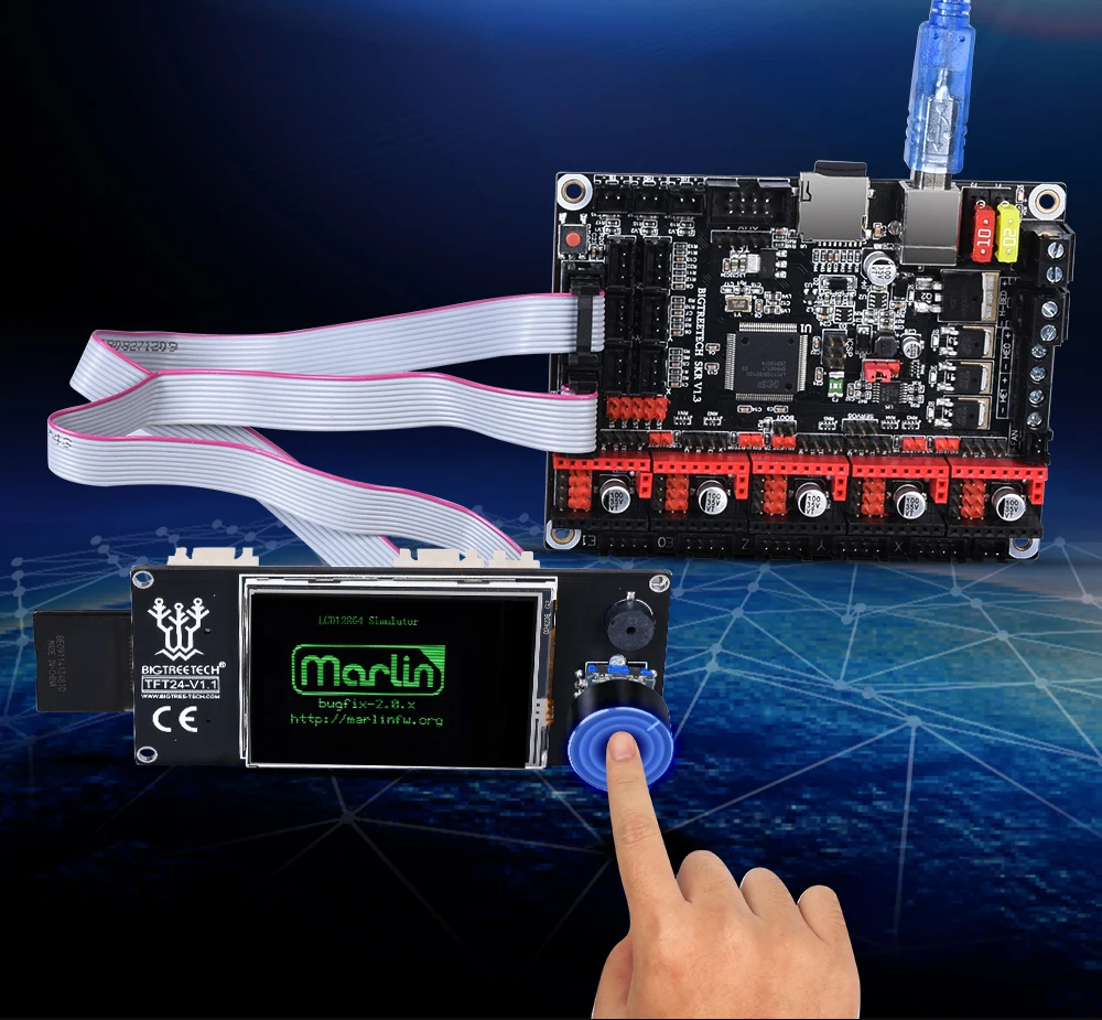 BIGTREETECH SKR V1.3 32 бит контроллер принтера+ TFT24 сенсорный экран+ 5 шт. TMC2208 TMC2209 UART TMC2130 spi MKS GEN L 3d запчасти