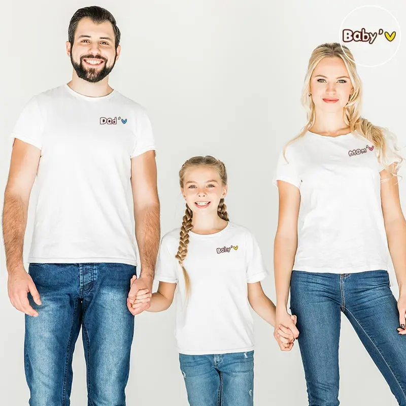 Одинаковые наряды для семьи одежда папы мамы ребенка футболки и дочки хлопковая