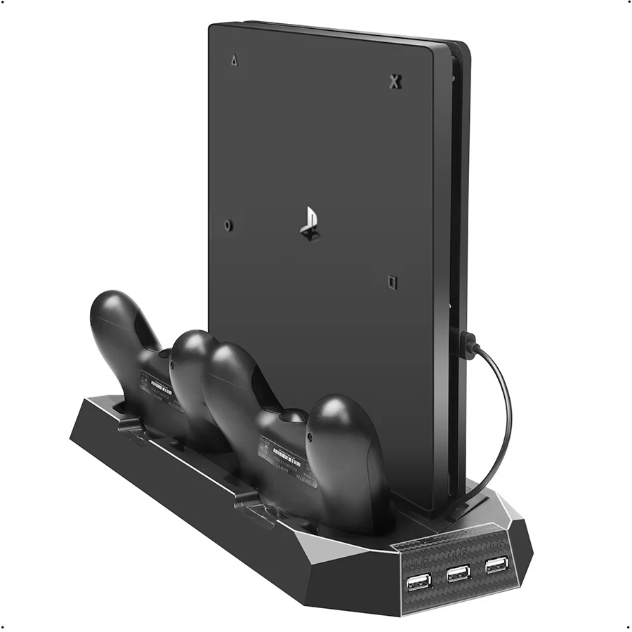 Вертикальная охлаждающая подставка для PS4 Slim/PRO 2 в 1 с двойной зарядной станцией