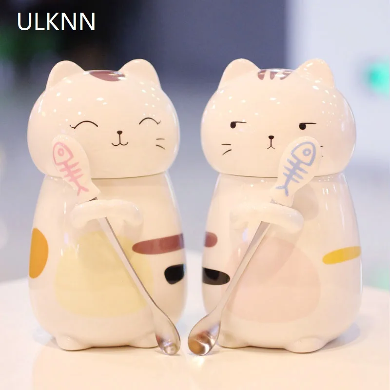 ULKNN Новинка креативный милый Кот керамическая кружка с животными крышкой ложка