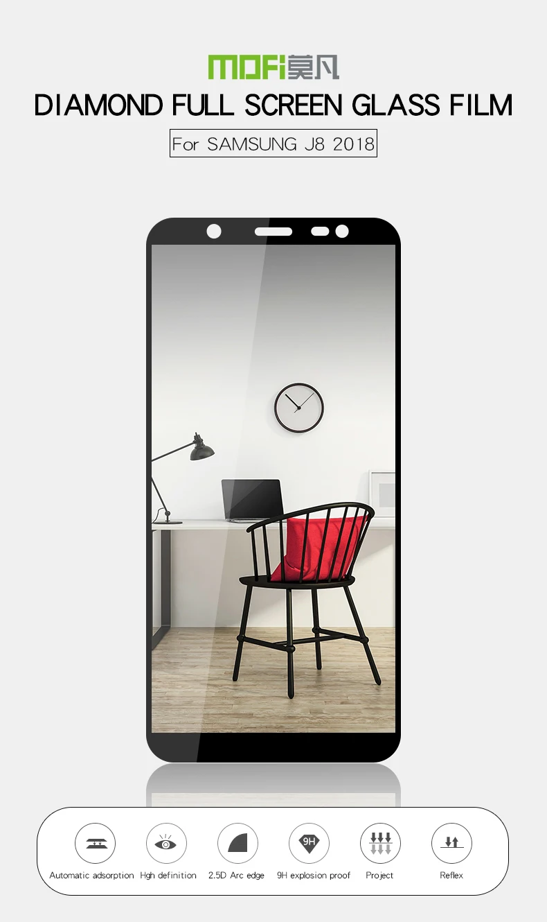 Для samsung Galaxy J8 закаленное стекло Mofi полный Экран покрытие закаленное Стекло Экран защитная пленка