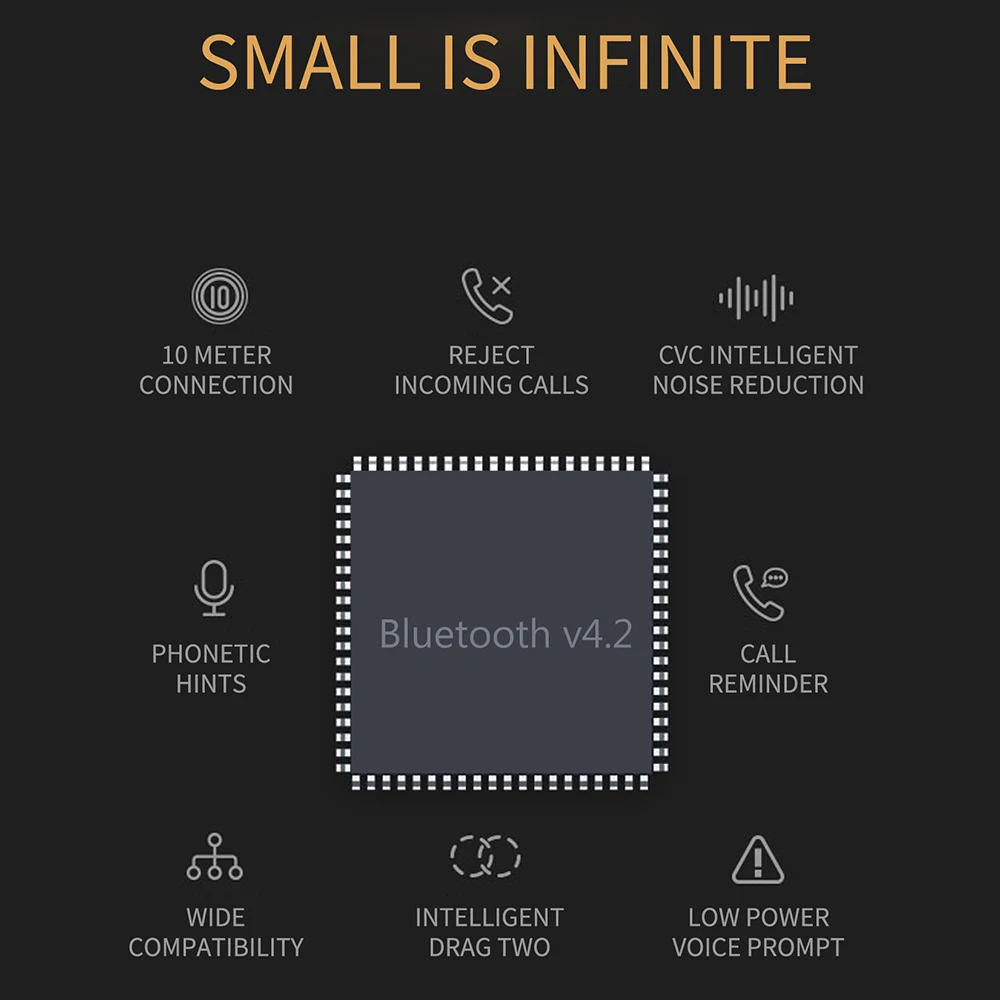 Мини беспроводные bluetooth наушники в ухо Bluetooth 4 2 гарнитуры быстро парные HD микрофон
