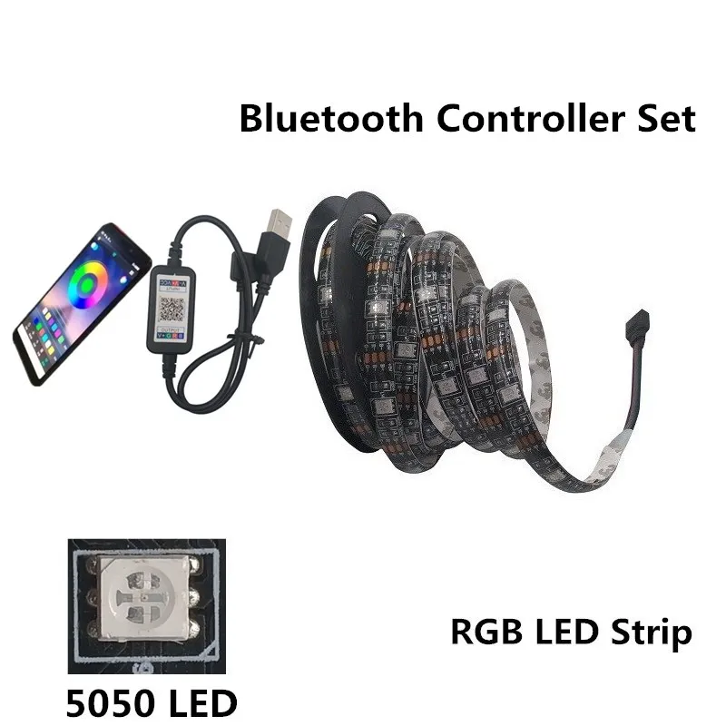 Bluetooth Controller USB LED Strip 5050 RGB Flexible LED Light DC5V RGB Color Changeable TV Background Lighting - Испускаемый цвет: Bluetooth Controller