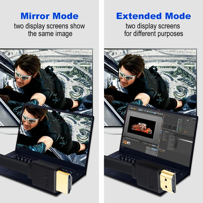 Плоский длинный кабель HDMI 1 4 высокоскоростной позолоченный штекер-штекер версия