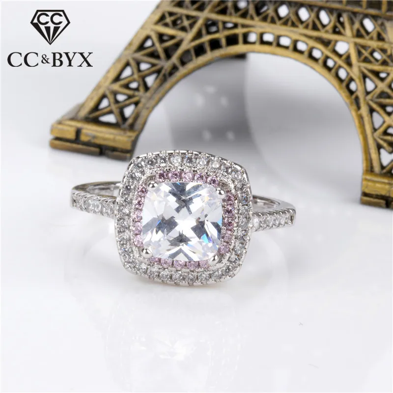 Женские обручальные кольца с квадратным камнем кубическим цирконием ювелирные