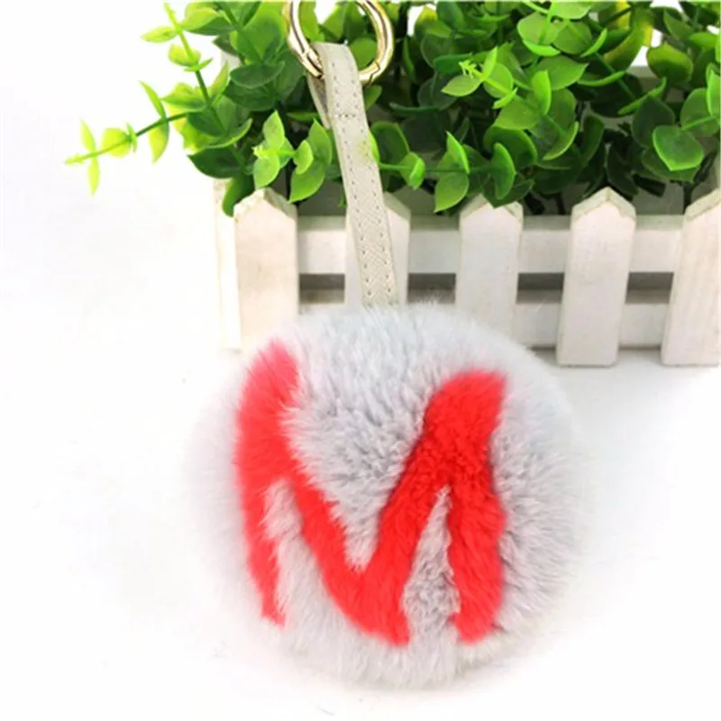 2017 Новая мода Шарм брелок для ключей помпон сумки ручной работы с буквами кролик
