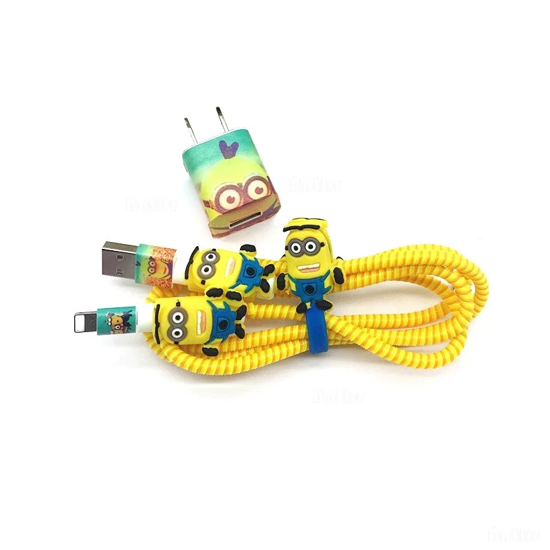 Cable Winder Хороший подарок милый мультяшный usb-кабель протектор для Наушников набор с кабелем Стикеры для намотки спиральный usb-шнур с зарядным устройством для iphone 5 6 6s 7plus - Цвет: Cable Winder