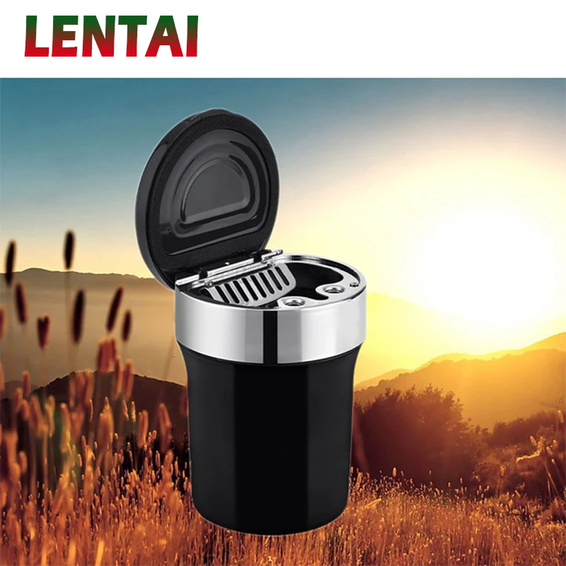 LENTAI 1 шт. Черный Автомобильный светодиодный пепельница авто компас светильник