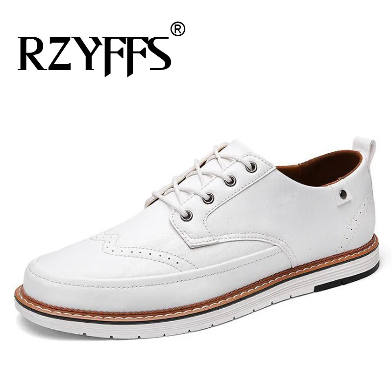 Высококачественные удобные дышащие мужские туфли повседневные весенние кожаные