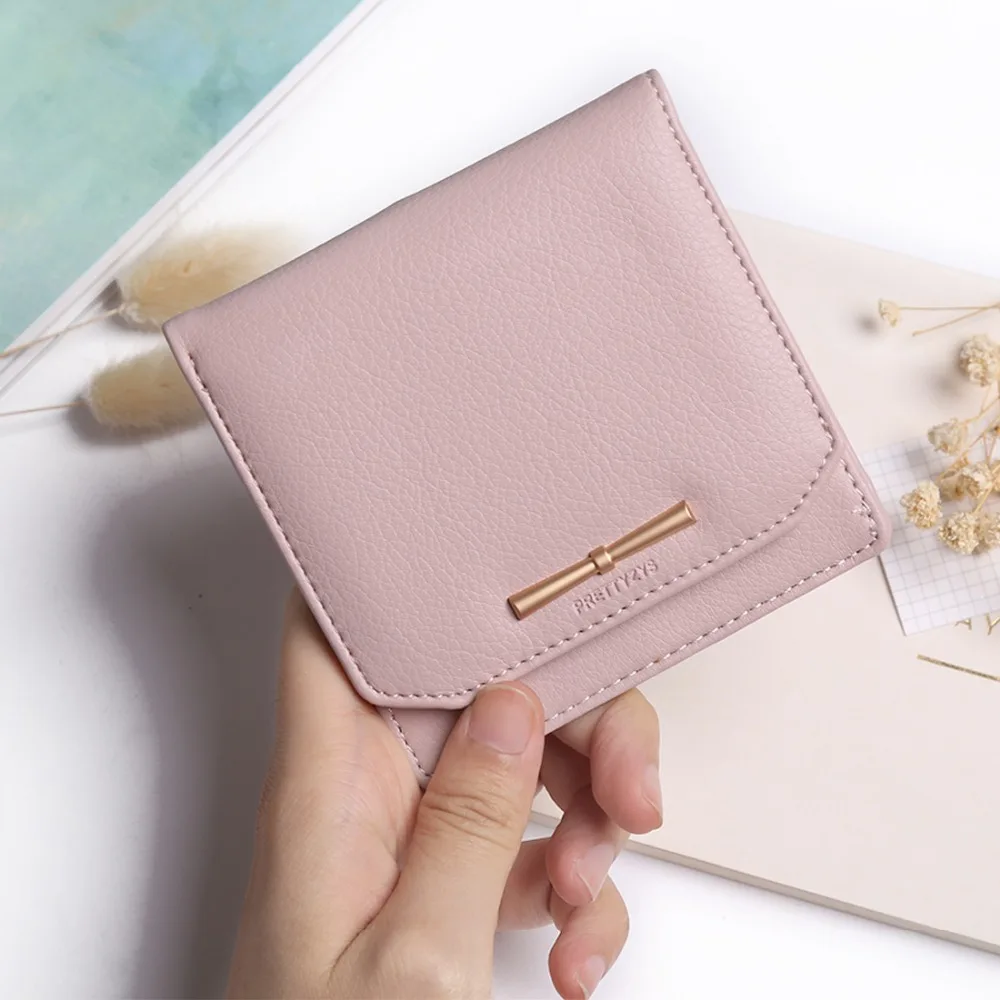 Prettyzys Women Lovely Short Wallet Leather Zipper Slim Mini Coin Purse Hasp Female Fashion Lady Portable Small Bowknot For Girl | Багаж и