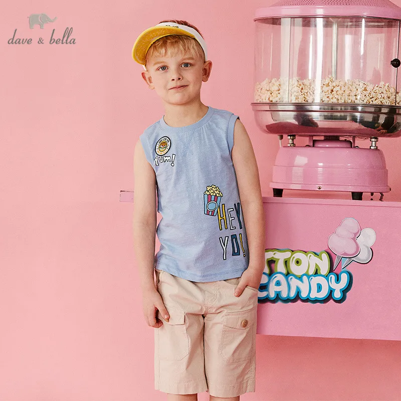 DBK9805 dave bella/Детская летняя модная футболка для маленьких мальчиков Топ малышей