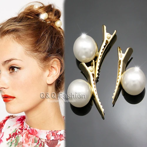 Упаковка из 3 Хлопушки Люкс 13 мм Жемчуг Золото Прически Pin Волос Клип Коготь