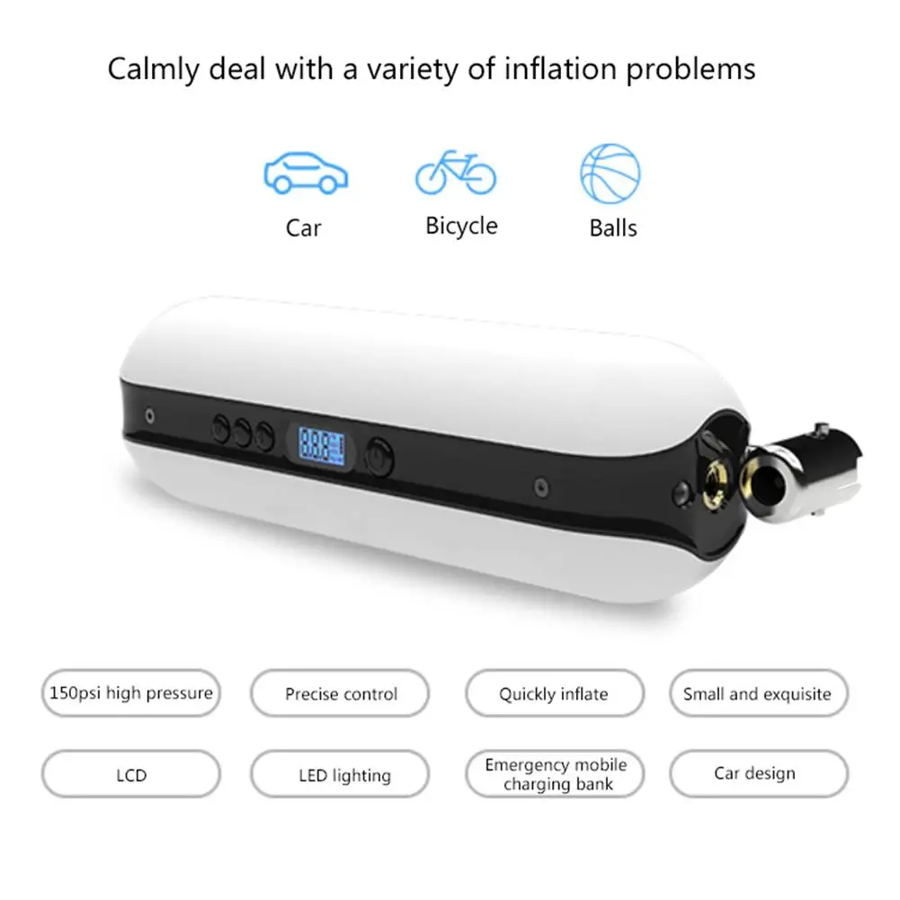 Интеллектуальный перезаряжаемый портативный автомобильный насос для шин