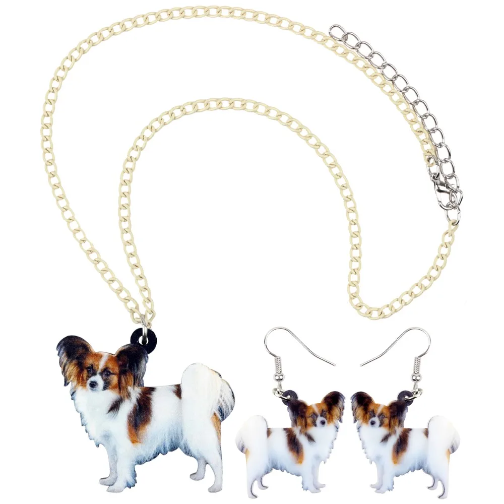 WEVENI оригинальные акриловые милые Papillon серьги с собаками ожерелье воротник