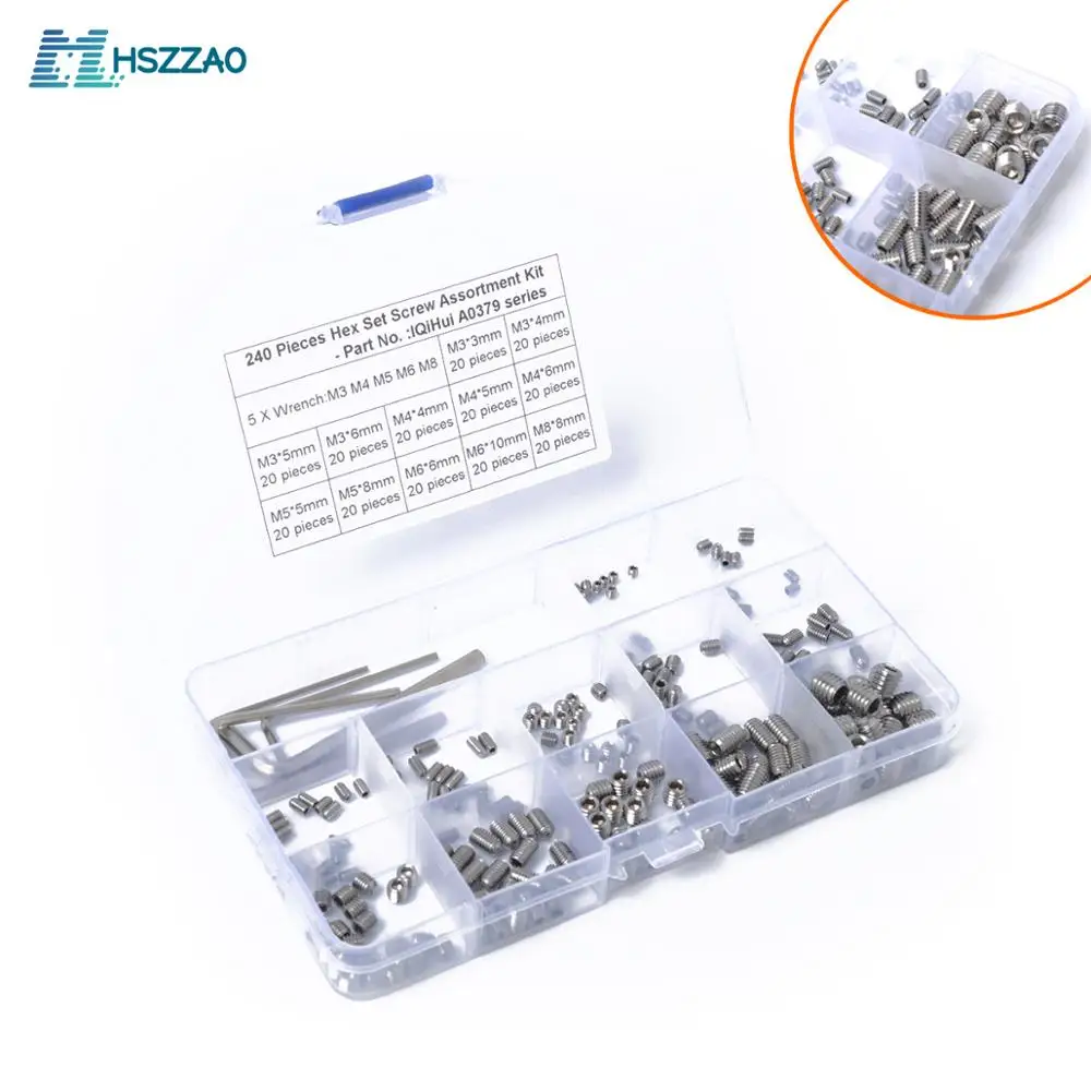 240 шт./компл. 304 из нержавеющей Стали Вогнутые винты с шестигранной головкой